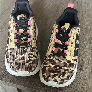 Adidas Leopard Print Kids Shoes with Pink Accents